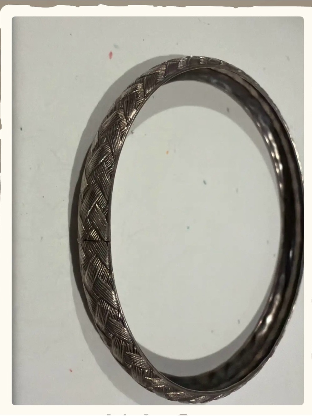 Textured Braided Silver-Tone Bangle Bracelet
